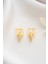 925 Ayar Gümüş Gold Zirkon Taşlı Trend Küpe 4