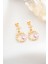 925 Ayar Gümüş Gold Pembe Çiçekli Küpe 2