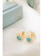 925 Ayar Gold Zirkon Taşlı Yuvarlak Aralık Ayı Blue Topaz Gümüş Küpe 1