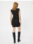 Mini Puantiyeli Elbise Kolsuz Drapeli Bisiklet Yaka Slim Fit 4