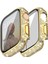Apple Watch 7 45MM Uyumlu Zore Watch Gard 24 Kenarları Taşlı Sert Pc Kasa ve Ekran Koruyucu, Gold 1