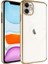 Apple iPhone 11 Uyumlu Kılıf Sert Pc Renkli Çerçeveli Riksos Kapak, Gold 1