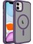 Apple iPhone 12 Uyumlu Kılıf Mat Arka Yüzey Wireless Şarj Özellikli Zore Flet Magsafe Kapak, Derin Mor 1