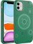 Apple iPhone 12 Uyumlu Kılıf Zore Wireless Şarj Özellikli Desenli Hot Kapak, Koyu Yeşil 1