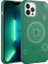 Apple iPhone 13 Pro Max Uyumlu Kılıf Zore Wireless Şarj Özellikli Desenli Hot Kapak, Koyu Yeşil 1