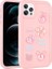 Apple iPhone 13 Pro Uyumlu Kılıf Kabartma Figürlü Parlak Zore Toys Silikon Kapak, Pembe 1