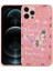 Apple iPhone 12 Pro Uyumlu Kılıf Desenli Sert Silikon Zore Mumila Kapak, Pink Flower 1