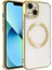 Apple iPhone 13 Uyumlu Kılıf Magsafe Wireless Şarj Özellikli Zore Setro Silikon, Gold 1