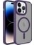Apple iPhone 14 Pro Max Uyumlu Kılıf Mat Arka Yüzey Wireless Şarj Özellikli Zore Flet Magsafe Kapak, Derin Mor 1