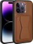 Apple iPhone 14 Pro Max Uyumlu Kılıf Kartlıklı Standlı Pu Deri Zore Memo Kapak, Kahverengi 1