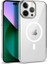 Apple iPhone 14 Pro Max Uyumlu Kılıf Zore Wireless Şarj Özellikli Pixel Magsafe Kapak, Gümüş 1
