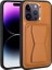 Apple iPhone 14 Pro Uyumlu Kılıf Kartlıklı Standlı Pu Deri Zore Memo Kapak, Kahve Açık 1