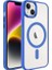 Apple iPhone 14 Uyumlu Kılıf Wireless Şarj Özellikli Zore Krom Magsafe Silikon Kapak, Mavi 1