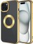 Apple iPhone 15 Plus Uyumlu Kılıf Tek Kamera Çerçeveli Logo Gösteren Zore Omega Kapak, Gold 1