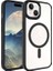 Apple iPhone 15 Plus Uyumlu Kılıf Wireless Şarj Özellikli Zore Krom Magsafe Silikon Kapak, Siyah 1