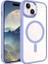 Apple iPhone 15 Plus Uyumlu Kılıf Wireless Şarj Özellikli Zore Krom Magsafe Silikon Kapak, Lila 1