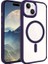 Apple iPhone 15 Plus Uyumlu Kılıf Wireless Şarj Özellikli Zore Krom Magsafe Silikon Kapak, Derin Mor 1