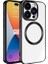 Apple iPhone 15 Pro Max Uyumlu Kılıf Magsafe Wireless Şarj Özellikli Zore Setro Silikon, Siyah 1