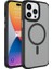 Apple iPhone 15 Pro Max Uyumlu Kılıf Mat Arka Yüzey Wireless Şarj Özellikli Zore Flet Magsafe Kapak, Siyah 1