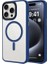 Apple iPhone 15 Pro Uyumlu Kılıf Mat Arka Yüzey Wireless Şarj Özellikli Zore Flet Magsafe Kapak, Midnight 1