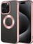 Apple iPhone 15 Pro Uyumlu Kılıf Tek Kamera Çerçeveli Logo Gösteren Zore Omega Kapak, Rose Gold 1
