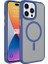 Apple iPhone 15 Pro Uyumlu Kılıf Mat Arka Yüzey Wireless Şarj Özellikli Zore Flet Magsafe Kapak, Mavi 1