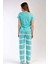 Kadın Su Yeşili Kısa Kollu Desenli Bisiklet Yaka Oval Etek Süprem Pijama Takımı 4