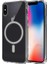 Apple iPhone x Uyumlu Kılıf Magsafe Şarj Özellikli Şeffaf Sert Pc Zore Embos Kapak 1