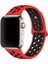 Apple Watch Uyumlu Seri 3 38MM Delikli Nike Silikon Kordon Kırmızı - Siyah 1