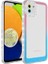 Samsung Galaxy A03 Uyumlu Kılıf Simli ve Renk Geçiş Tasarımlı Lens Korumalı Zore Park Kapak, Pembe-Mavi 1