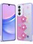 Samsung Galaxy A25 Uyumlu Kılıf Parlayan Simli Kabartma Figürlü Zore Cevze Kapak, Mor Papatya 1