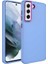 Samsung Galaxy S21 Fe Uyumlu Kılıf Metal Çerçeve ve Buton Tasarımlı Silikon Luna Kapak, Lila 1