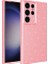 Samsung Galaxy S24 Ultra Uyumlu Kılıf Kamera Korumalı Simli Lüks Koton Kapak, Pembe 1