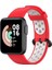 Xiaomi Redmi Watch 2 Lite Uyumlu Kordon Silikon Esnek Yumuşak Delikli Spor Krd-02 Kayış, Kırmızı-Beyaz 1