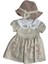 Kız Çocuk Şapkalı Çiçek Işlemeli Keten Elbise 2