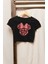 Fuddy Moda Kelebekli Minnie Mouse Baskılı Kız Çocuk Crop Top, Çizgi Film Baskılı Çocuk Crop Bluz 1