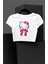 Fuddy Moda Kurdeleli Hello Kitty Baskılı Kız Çocuk Crop Top, Çizgi Film Baskılı Çocuk Crop Bluz 1