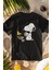 Unisex Snopy ve Kuşu Baskılı T-Shirt, Oversize Çizgi Film Baskılı Tişört 1