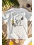 Unisex Snopy ve Kuşu Baskılı T-Shirt, Oversize Çizgi Film Baskılı Tişört 1