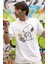 Unisex Snopy ve Kuşu Baskılı T-Shirt, Oversize Çizgi Film Baskılı Tişört 2