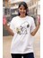 Unisex Snopy ve Kuşu Baskılı T-Shirt, Oversize Çizgi Film Baskılı Tişört 3