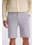 Gri Comfort Fit Keten Dokulu Rahat Kesim Pamuklu Şort 3