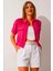 Kadın Fuşya Cepli Düğmeli Kısa Kollu Yazlık Crop Gömlek Ceket HZL22S-BD106631 2