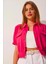 Kadın Fuşya Cepli Düğmeli Kısa Kollu Yazlık Crop Gömlek Ceket HZL22S-BD106631 3