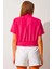 Kadın Fuşya Cepli Düğmeli Kısa Kollu Yazlık Crop Gömlek Ceket HZL22S-BD106631 4