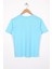 Bisiklet Yaka Kısa Kol Yazı Baskılı Acik Mavi Renk Erkek Çocuk Tshirt 3