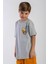 Bisiklet Yaka Kısa Kol Canavar Baskılı Taş Rengi Erkek Çocuk Tshirt 3