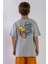 Bisiklet Yaka Kısa Kol Canavar Baskılı Taş Rengi Erkek Çocuk Tshirt 4