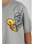 Bisiklet Yaka Kısa Kol Canavar Baskılı Taş Rengi Erkek Çocuk Tshirt 5
