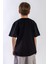 Bisiklet Yaka Kısa Kol Yazı Baskılı Siyah Renk Erkek Çocuk Tshirt 3
